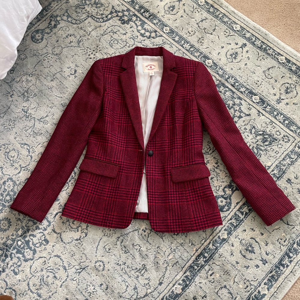 Brooks Brothers Red Fleece Wool Blazer, Size 2